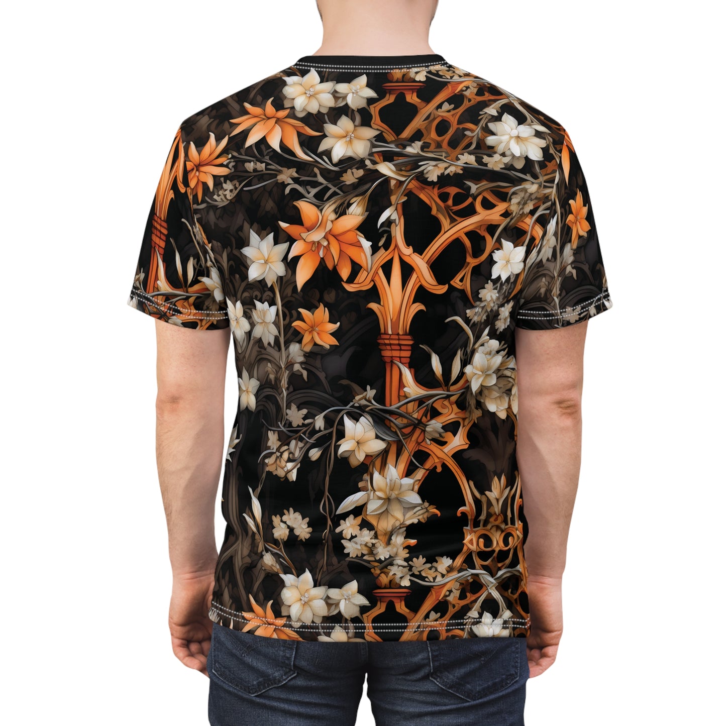 Halloween Floral Pattern Unisex Cut & Sew Tee (AOP)