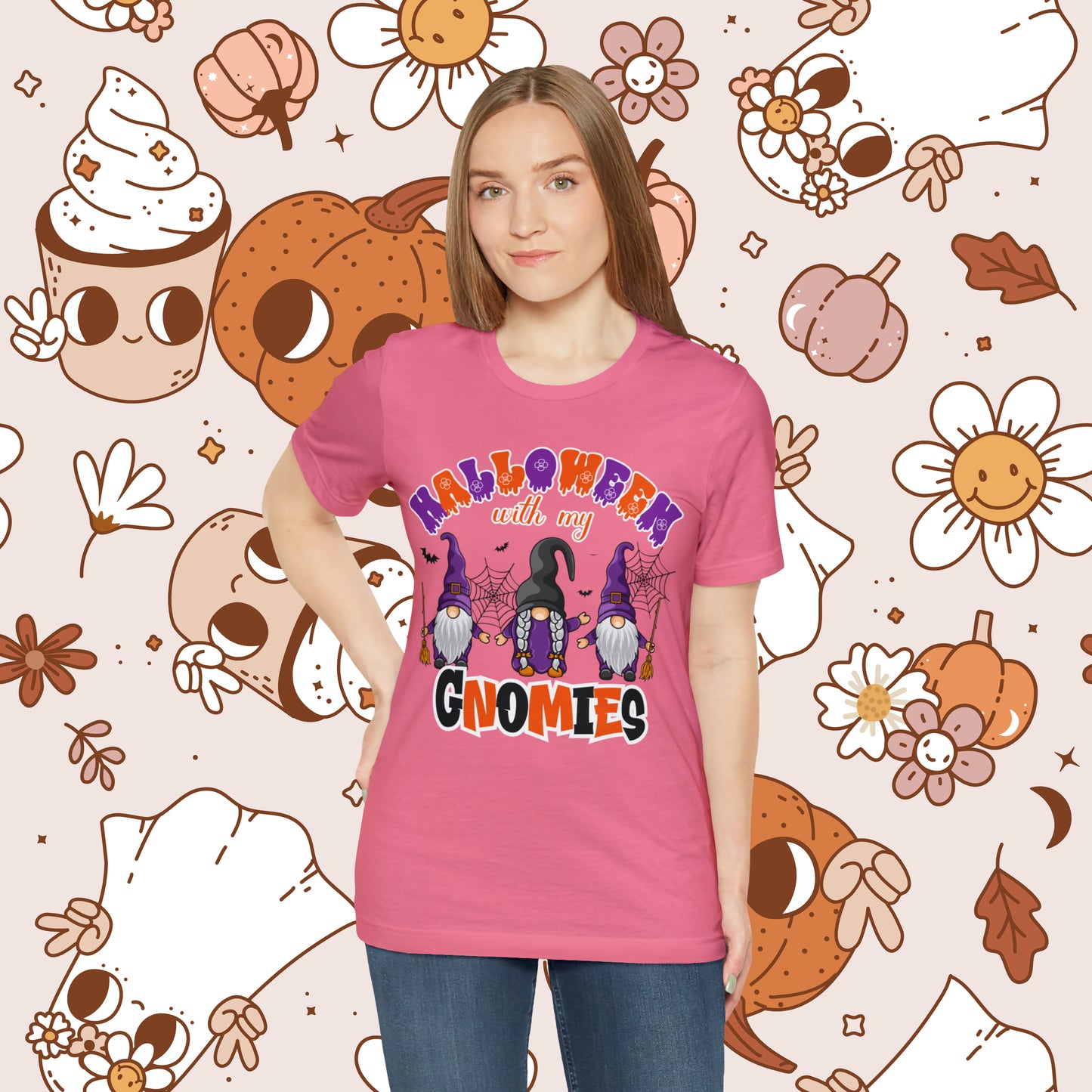 Halloween with my Gnomies Unisex Jersey Short Sleeve Tee Gifts for Him Gifts for Her