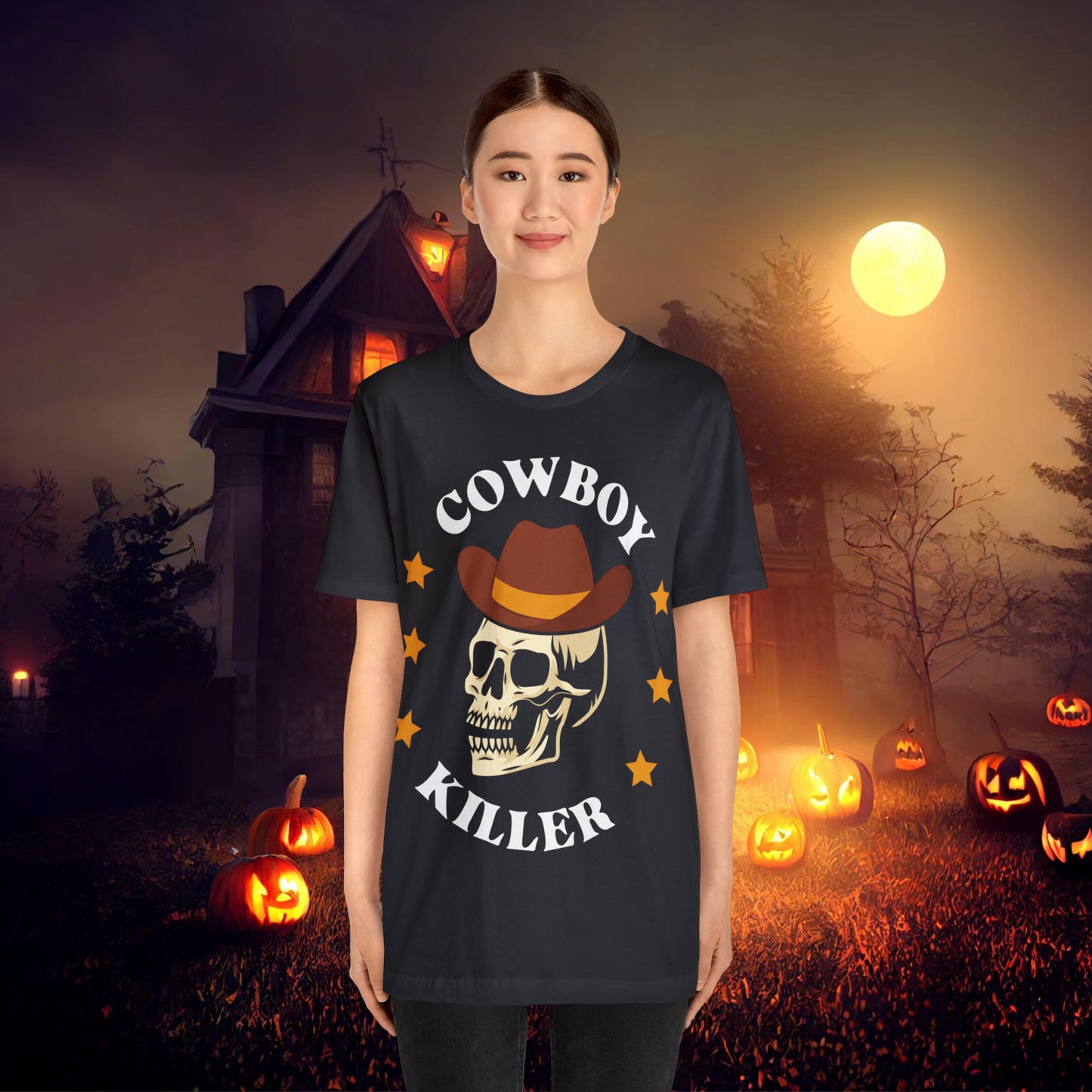 Cowboy Killer Retro Halloween Unisex Jersey Short Sleeve Tee Gifts for Him Gifts for Her