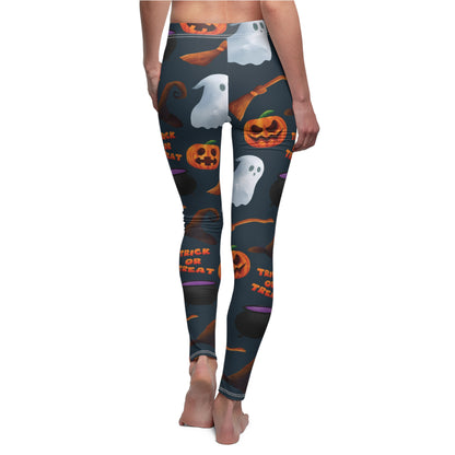 Halloween Trick or Treat Ghosts Witch Hats Jack o Lanterns Women's Cut & Sew Casual Leggings (AOP) Gifts for Her