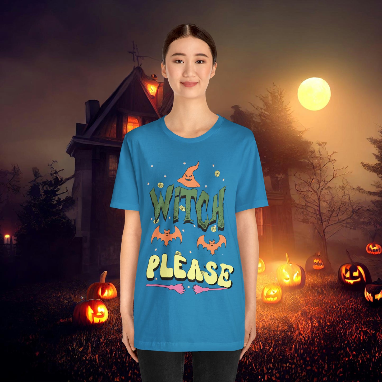 Witch Please Retro Groovy Halloween Unisex Jersey Short Sleeve Tee Gifts for Her Gifts for him