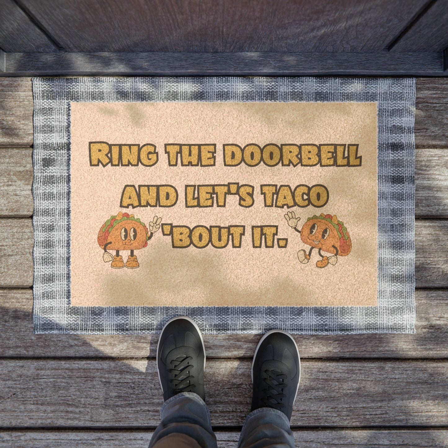 Ring the Doorbell and Let's Taco 'Bout It Doormat | 24" x 16" | Outdoor Coir Welcome Mat