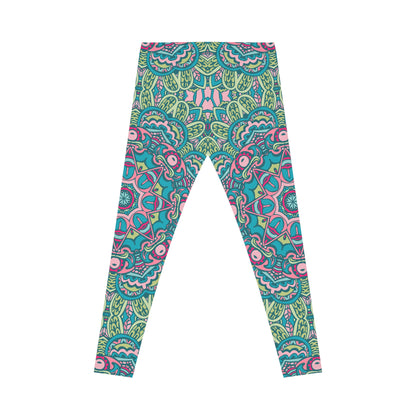 Boho Chic Everyday: All Over Print Women's Casual Leggings with Green Boho Vibes