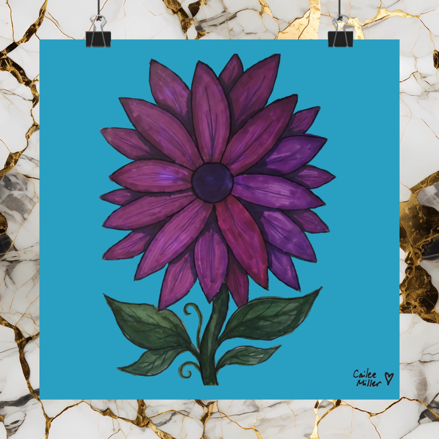 Purple Floral Matte Poster  — Vibrant Botanical Wall Art from Artist Cailee Miller