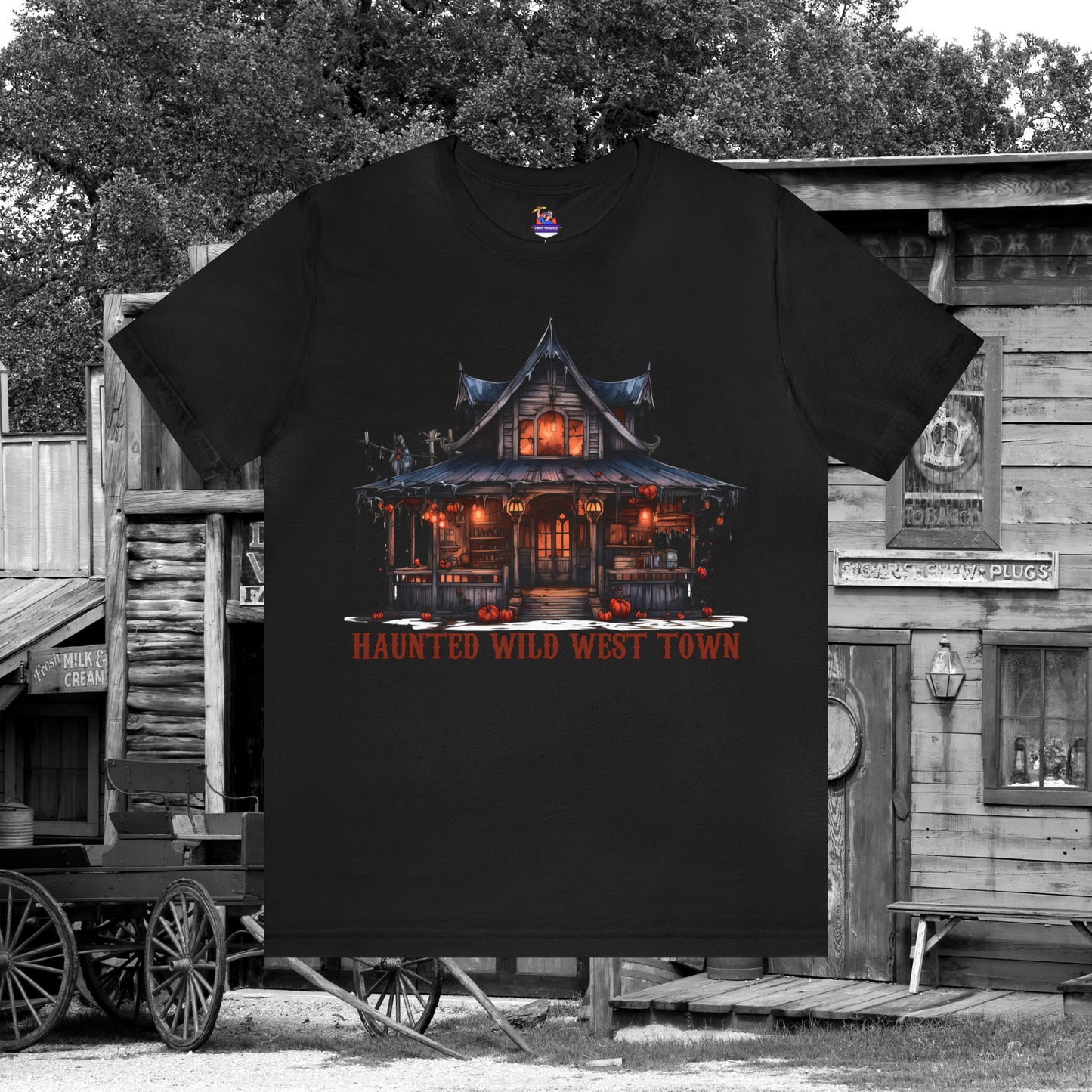 Haunted Wild West Town Halloween Western Unisex Jersey Short Sleeve Tee Gifts for Him Gifts For Her