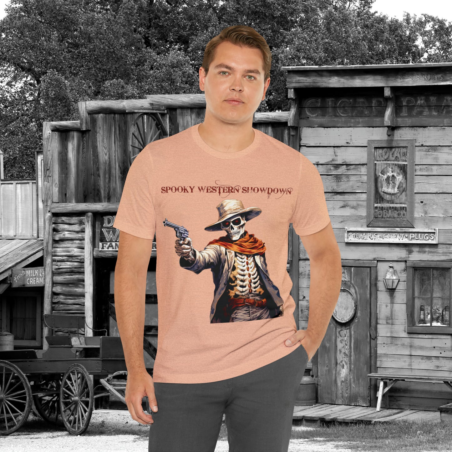 Spooky Western Showdown Western Halloween Unisex Jersey Short Sleeve Tee Gifts For Her Gifts For Him