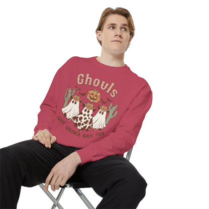 Ghouls Just Wanna Have Fun Western Halloween Unisex Garment-Dyed Sweatshirt