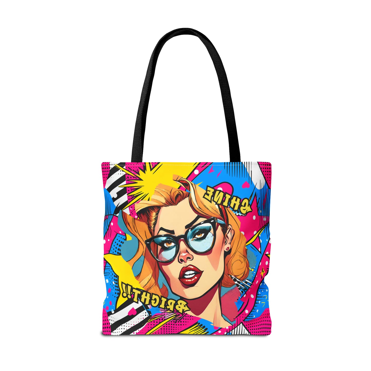 Shine Bright Lady on a Abstract Comic Pop AOP Tote Bag