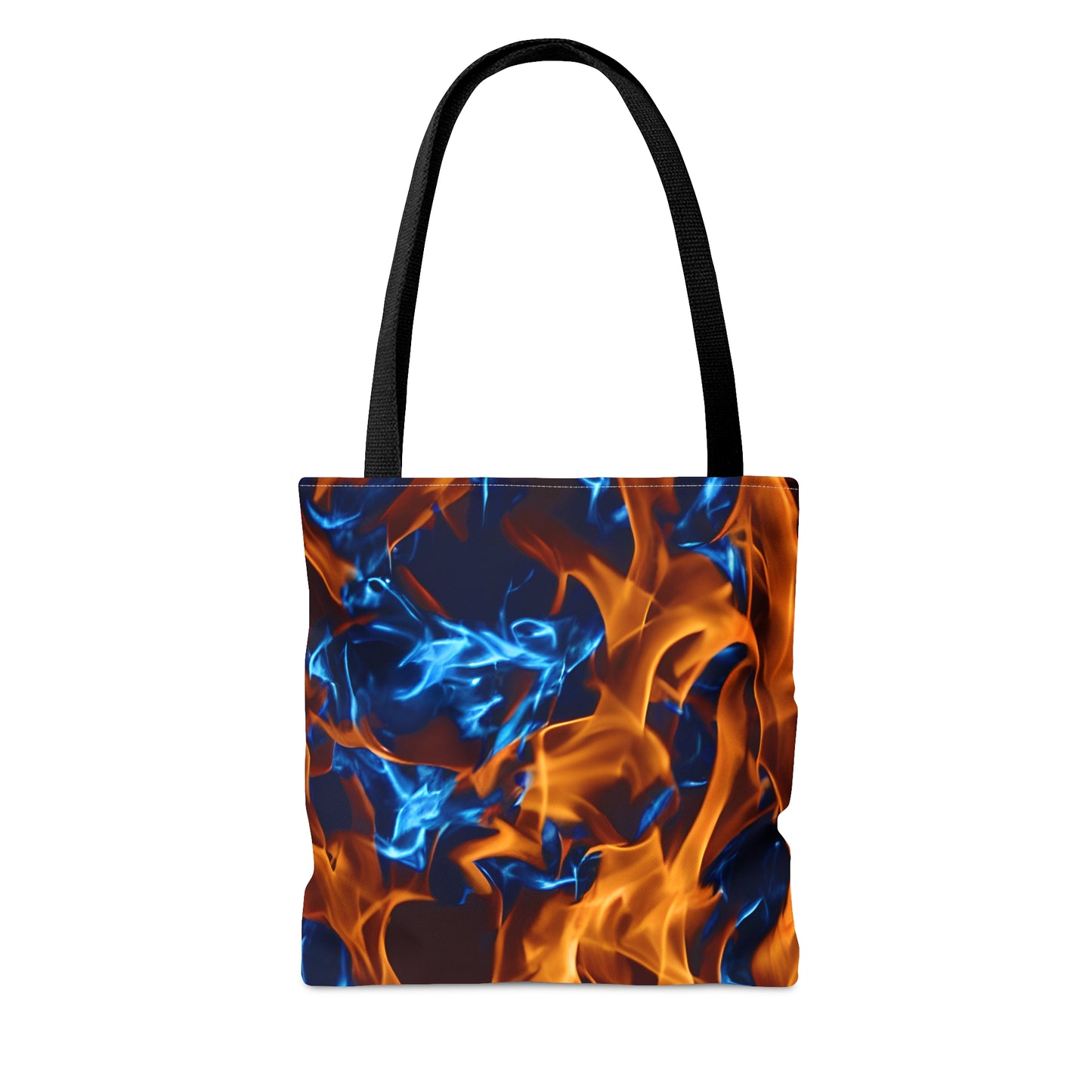 Blue and Orange Flame All Over Print (AOP) Tote Bag - Stylish and Spacious Carry-All