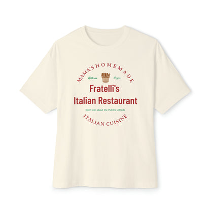 Fratelli's Italian Restaurant Unisex Oversized Boxy Tee Fratelli's Goonies Oversized Tee Movie Fashion Comedy Goonies Nostalgia Wear