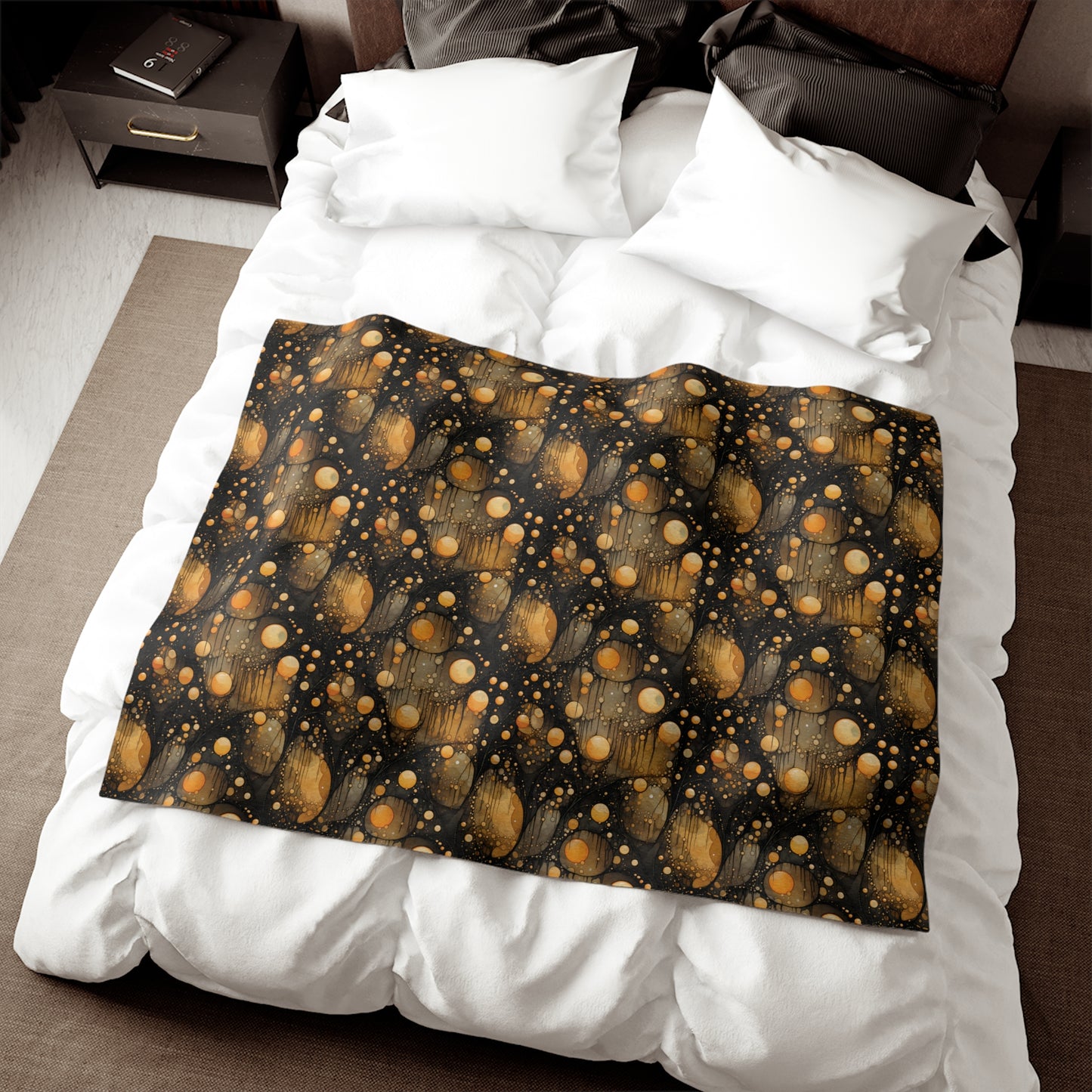 Halloween Yellow Orange Floating Blobs and Dark Sweatshirt Blanket