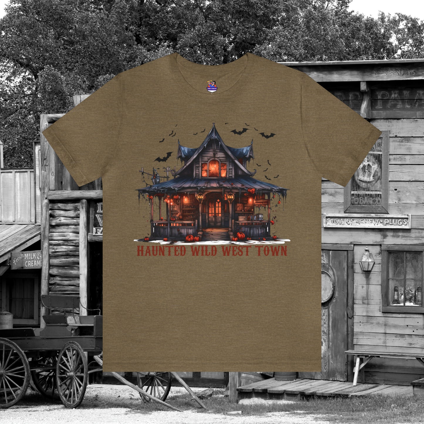 Haunted Wild West Town Halloween Western Unisex Jersey Short Sleeve Tee Gifts for Him Gifts For Her