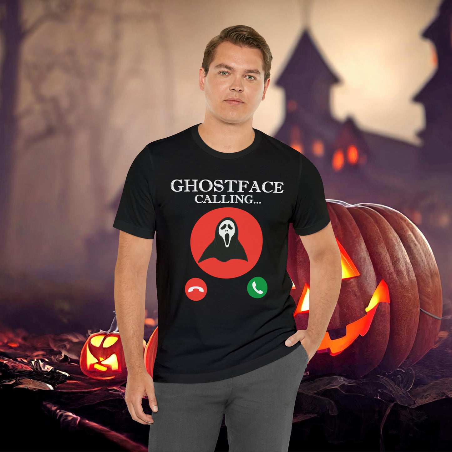 Ghost Face is Calling Halloween Unisex Jersey Short Sleeve Tee Gifts For her Gifts for Him