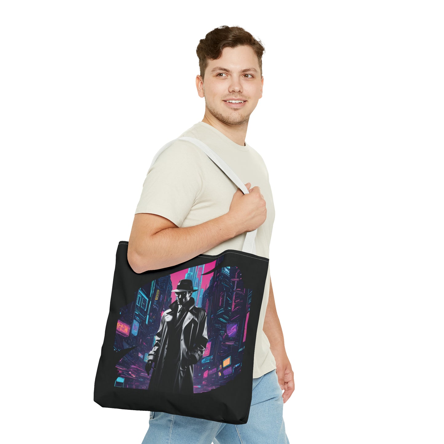 Cyberpunk Chic  Film Noir Detective AOP Tote Bag