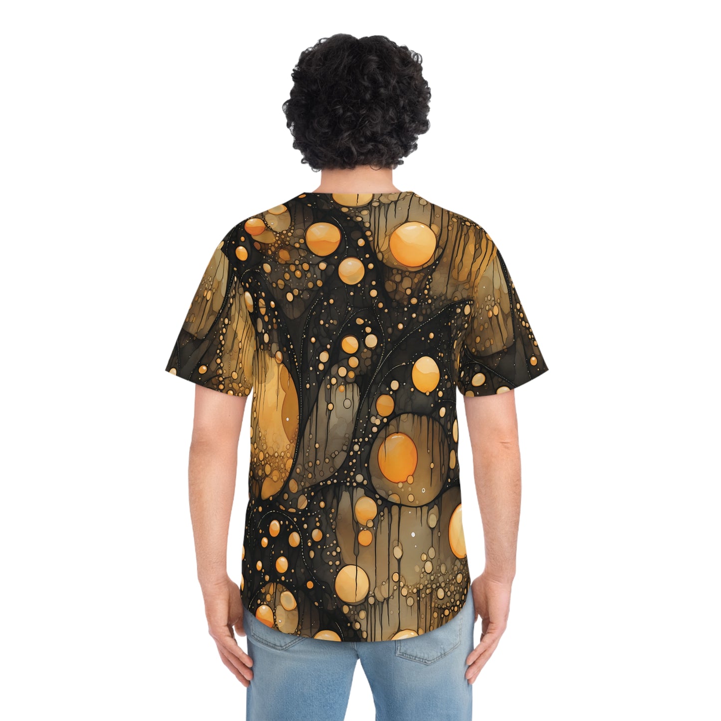 Flying Yellow Orbs Eerie Darky Men's Baseball Jersey (AOP)