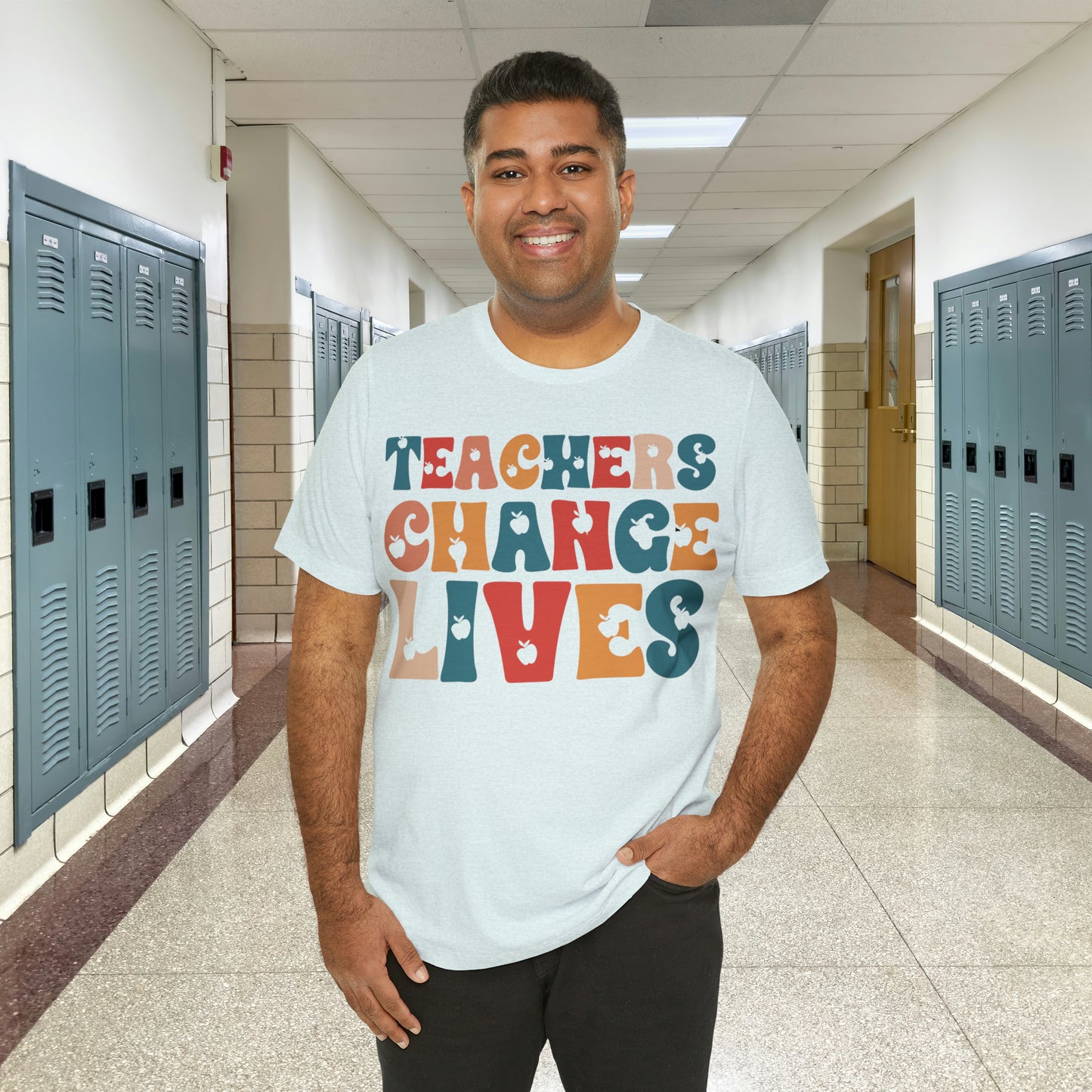 Colorful Teachers Change Lives Back to School Unisex Jersey Short Sleeve Tee Gifts for him, Gifts for Her