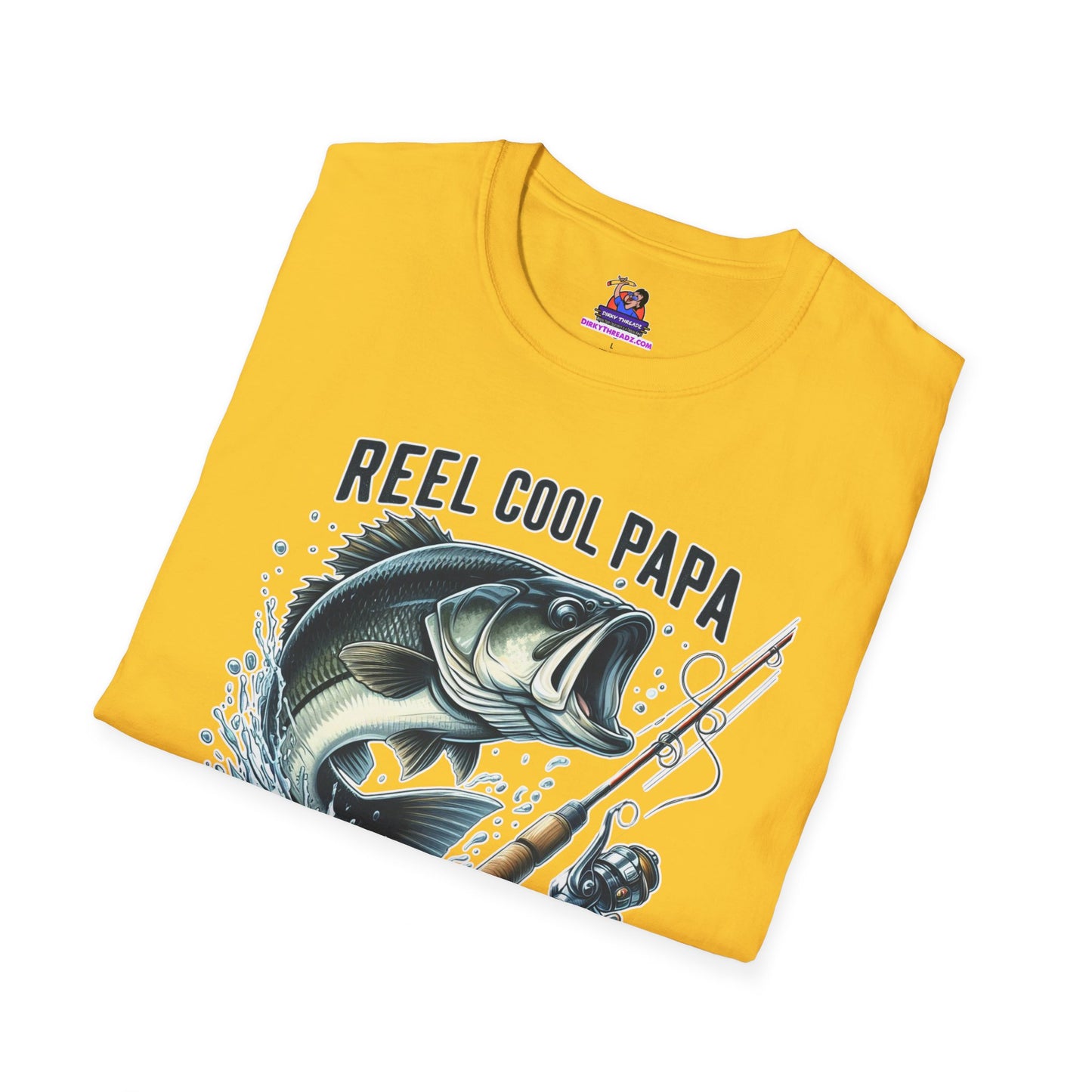 Reel Cool Papa Unisex Softstyle T-Shirt Fishing humor, Fisherman Gift Pun T-Shirt Funny Fish Tee Fishy Vibes Unique Unisex Tee