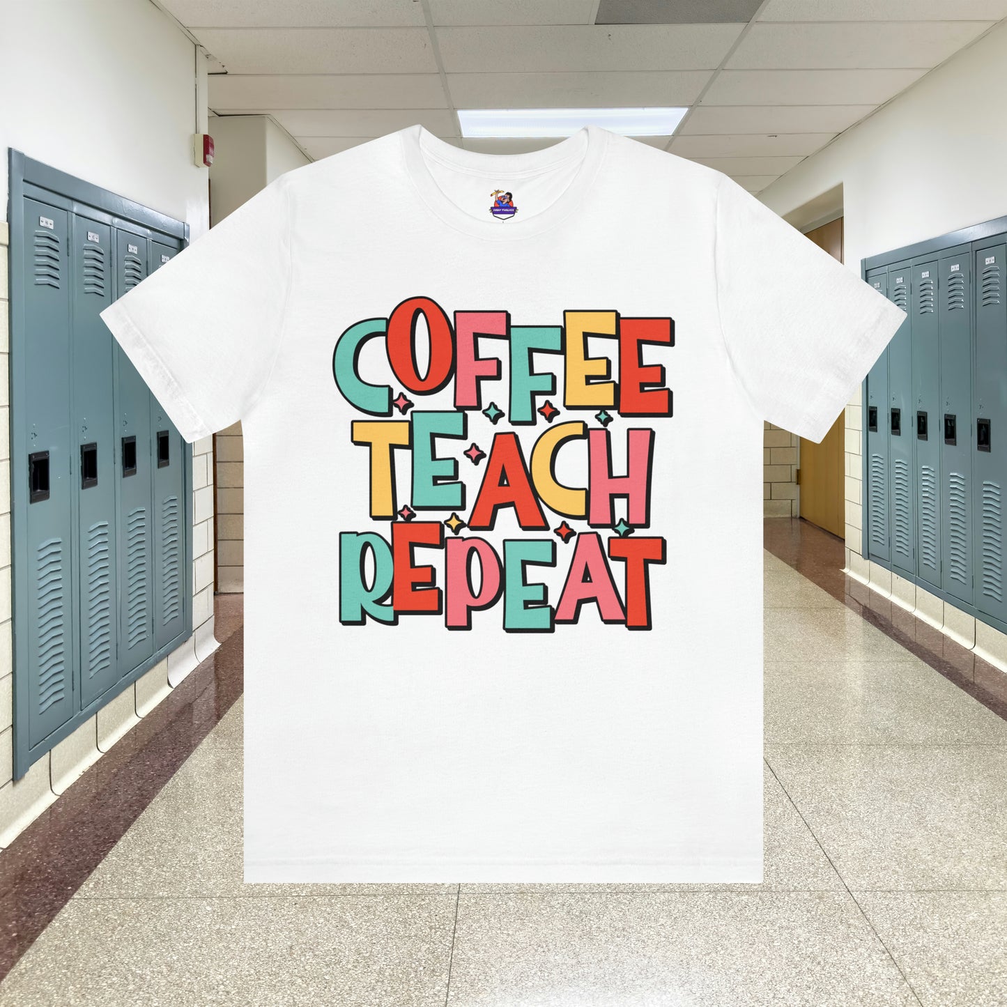 Coffee Teach Repeat Unisex Jersey Short Sleeve Tee