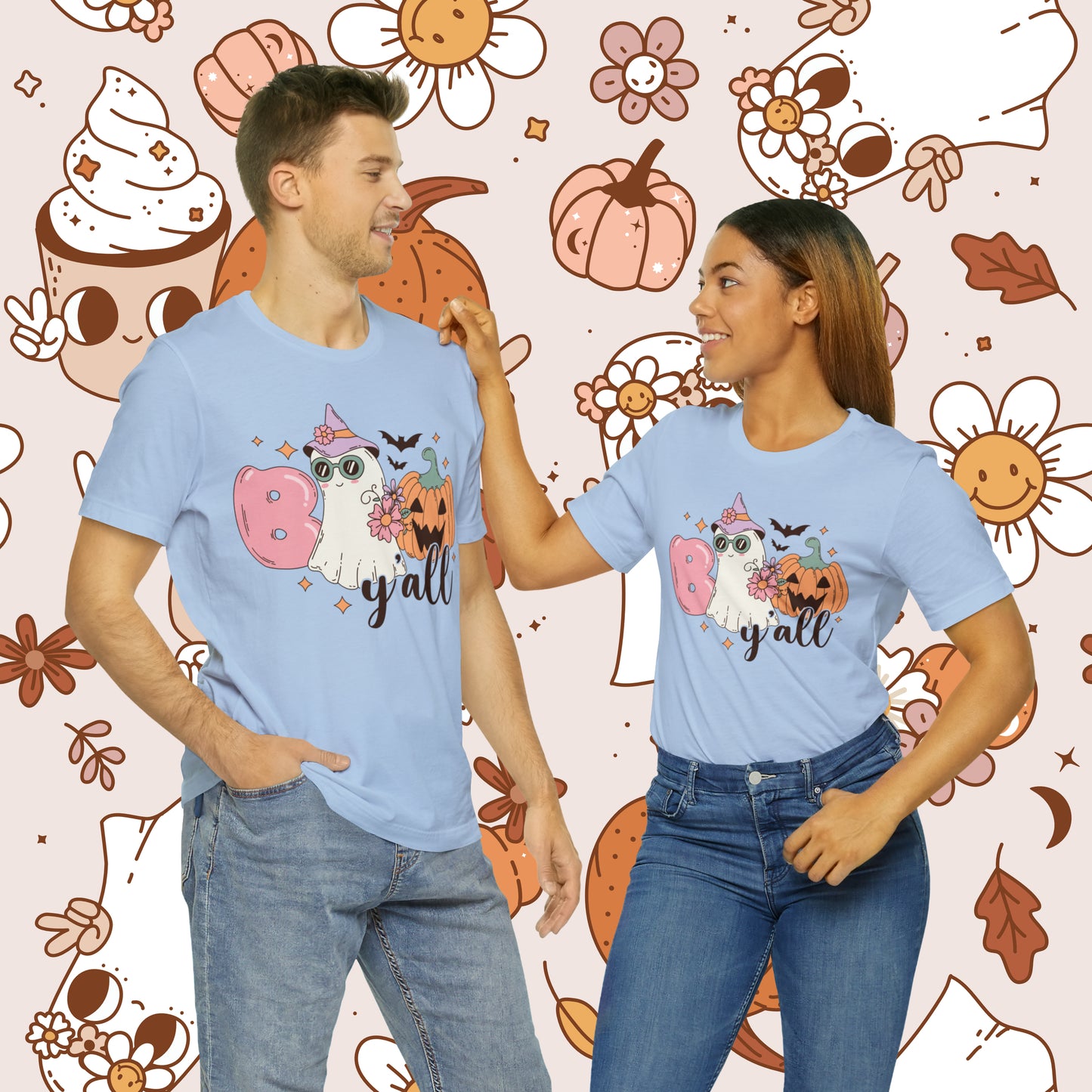 Retro Groovy Boo Y'all Unisex Jersey Short Sleeve Tee Halloween Gifts for Her Gifts for Him