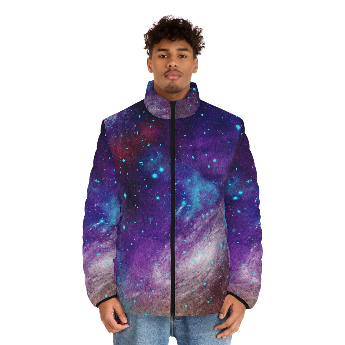 Outer Space Out of this World Men's Puffer Jacket (AOP)