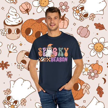 Spooky Season Retro Groovy Halloween Unisex Garment-Dyed T-shirt Gifts for Her Gifts for Him