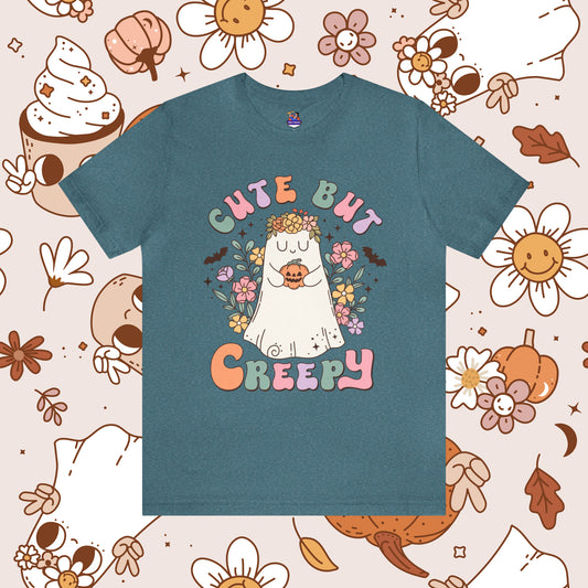 Cute But Creepy Retro Groovy Halloween Unisex Jersey Short Sleeve Tee Gifts for Him Gifts for Her