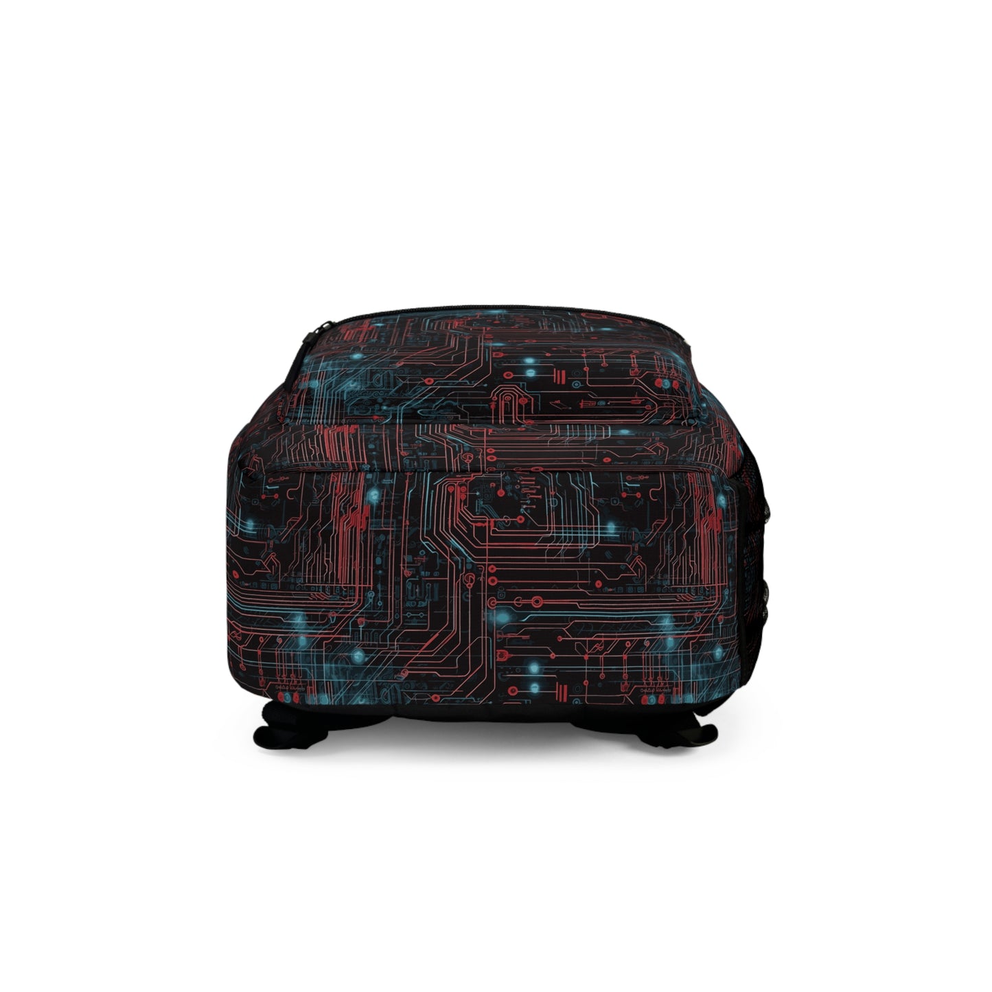 CyberPunk Cybernetic Skull breaking through a Red and Blue Neon Circuit Board Backpack