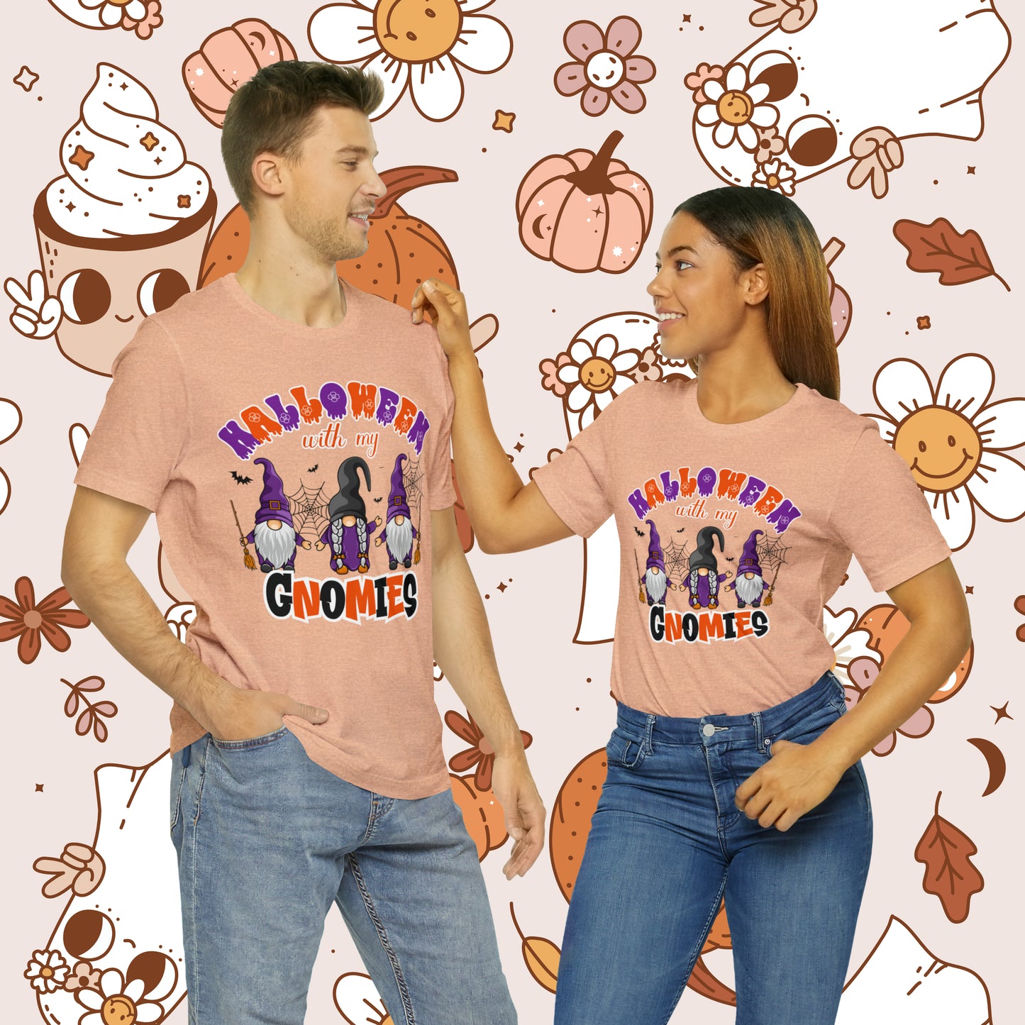 Halloween with my Gnomies Unisex Jersey Short Sleeve Tee Gifts for Him Gifts for Her