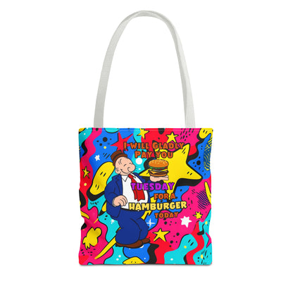 Abstract Comic Pop  AOP Tote Bag featuring Wimpy and his beloved hamburger