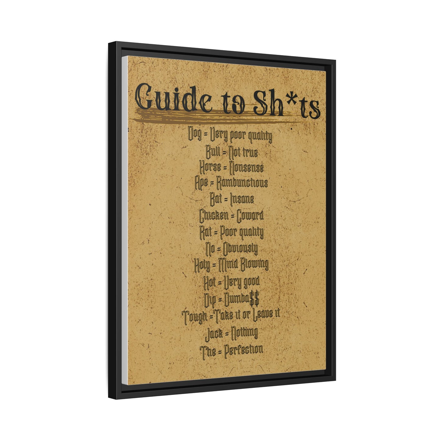 Guide to Sh*ts Framed Wall Art Print, Humorous Decor, Office Wall Art, Gift for Friends, Humor, Unique Housewarming Gift