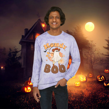 Howdy Boo Western Halloween Retro Unisex Color Blast Crewneck Sweatshirt Gift for her