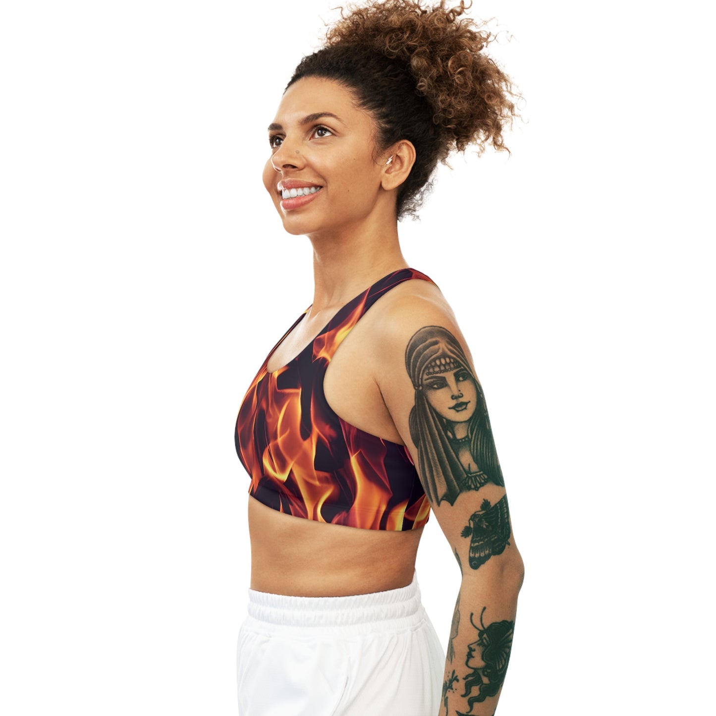 Elevate Your Workout: All Over Print Seamless Sports Bra with Dynamic Flames  Seamless Sports Bra (AOP)