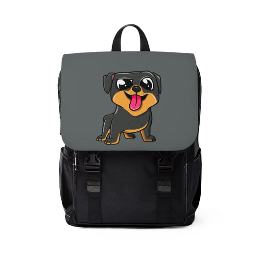 Little Derpy Rottweiler Puppy, Back to School Unisex Casual Shoulder Backpack