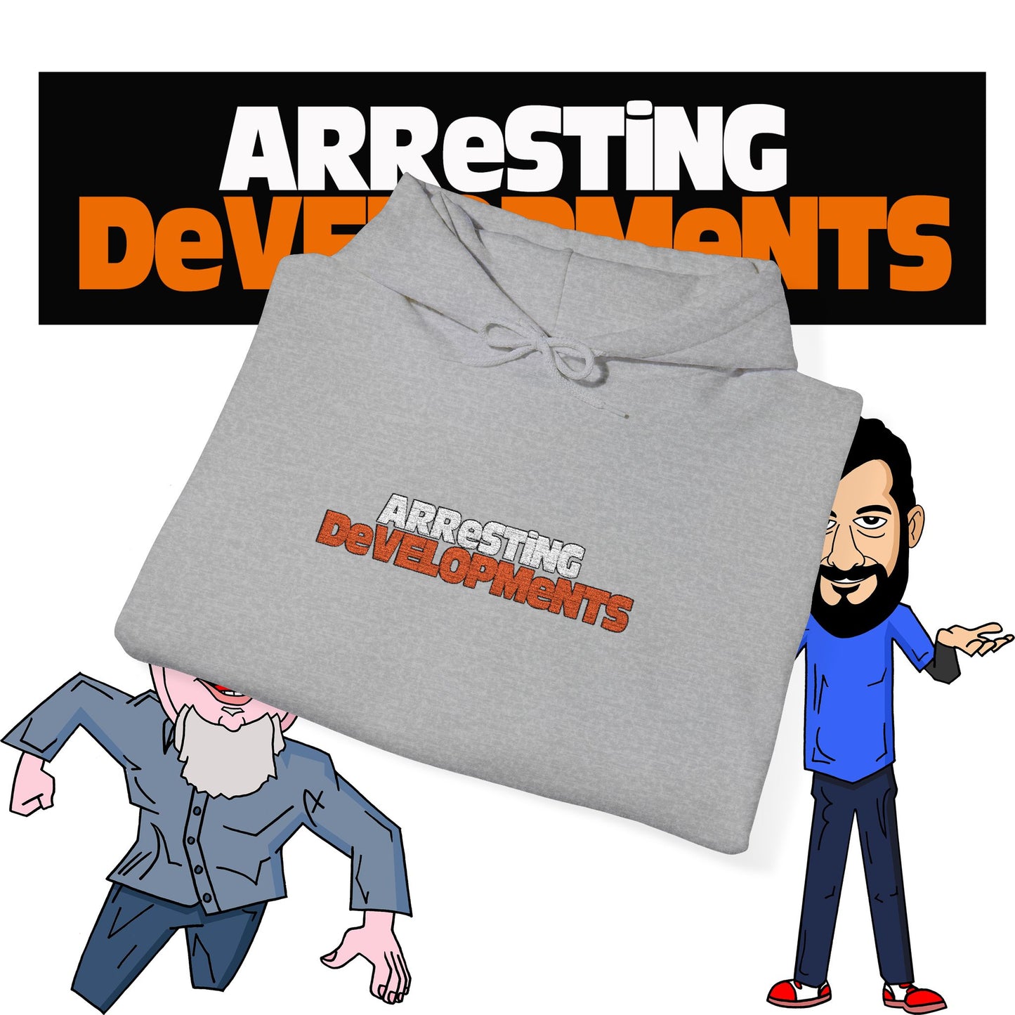 Arresting Developments Chaos Embroidered Hoodie – Official Podcast Merch for True Crime & Dabbleverse Fans Unisex Heavy Blend™ Hooded Sweatshirt