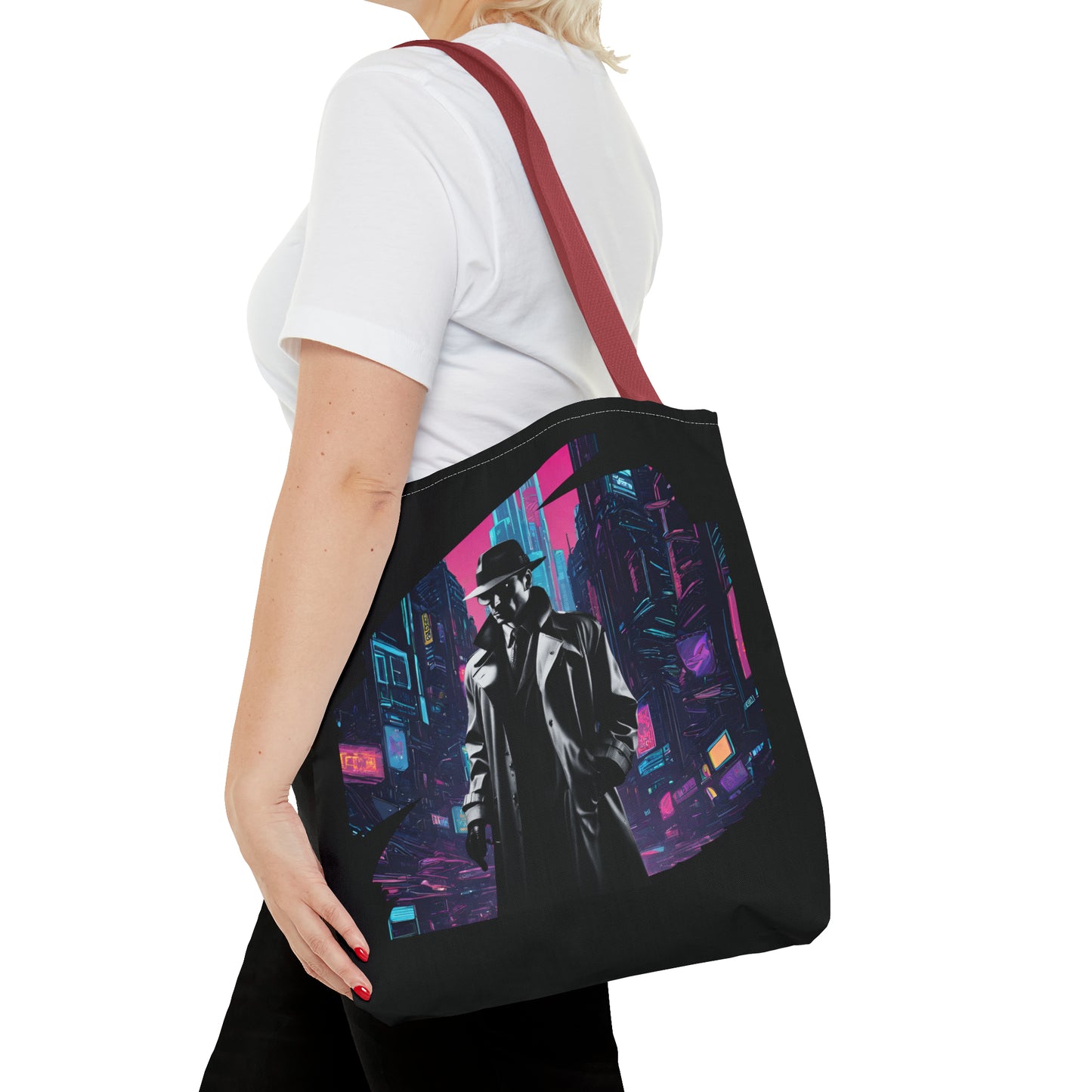 Cyberpunk Chic  Film Noir Detective AOP Tote Bag