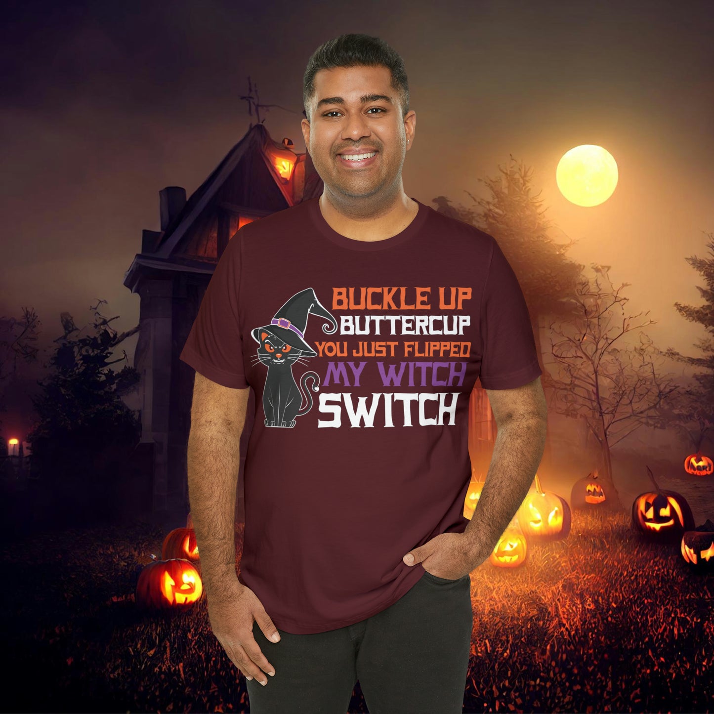 Halloween Buckle up Buttercup you just flipped my Witch Switch Unisex Jersey Short Sleeve Tee Gifts for Her