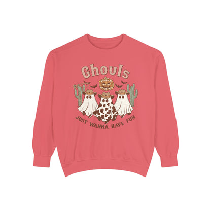 Ghouls Just Wanna Have Fun Western Halloween Unisex Garment-Dyed Sweatshirt
