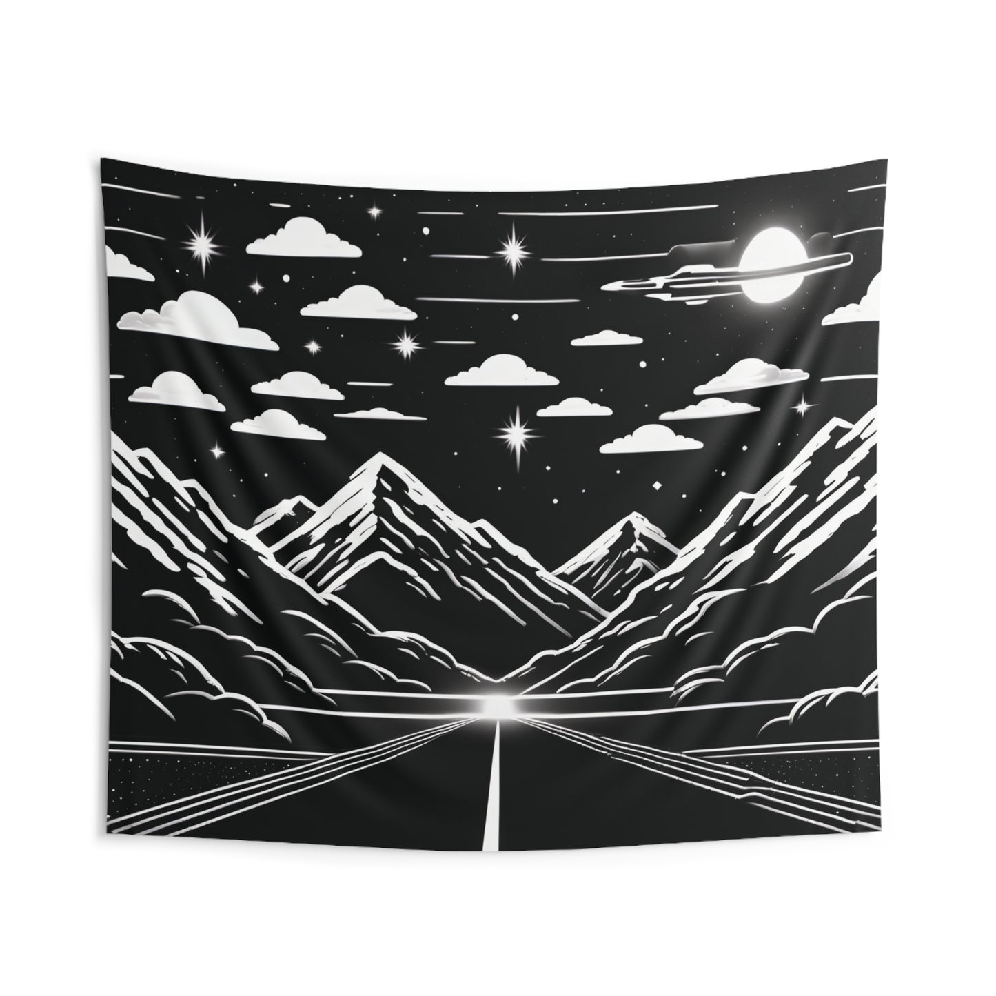 Starry Pathways: Black and White Night Sky Tapestry for Cosmic Ambiance!  Multiple Sizes Dorms, living room, family den,