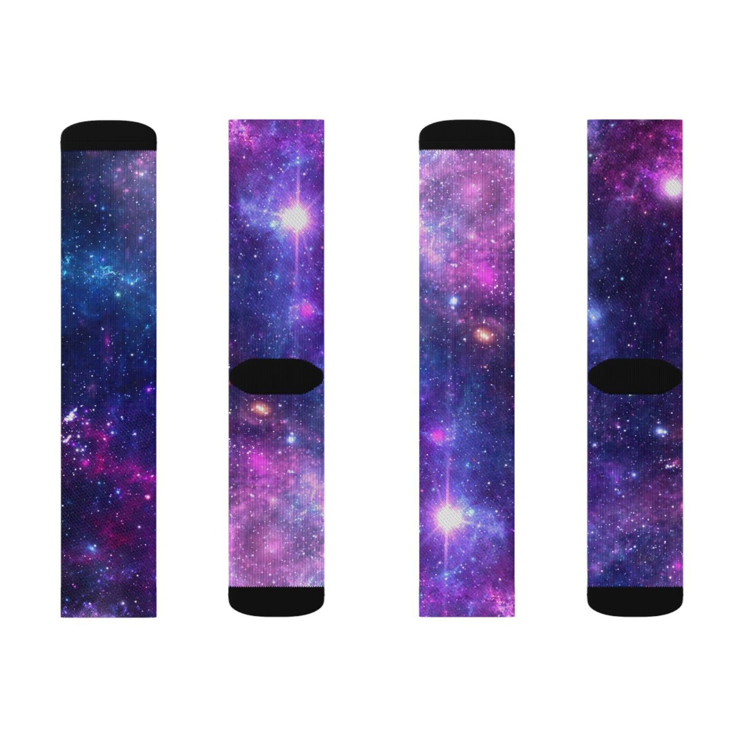 Purple Beyond the Stars Outer Space Out of this World Sublimation Socks