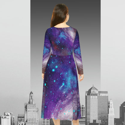 Outer Space Out of this World Women's Long Sleeve Dance Dress (AOP)