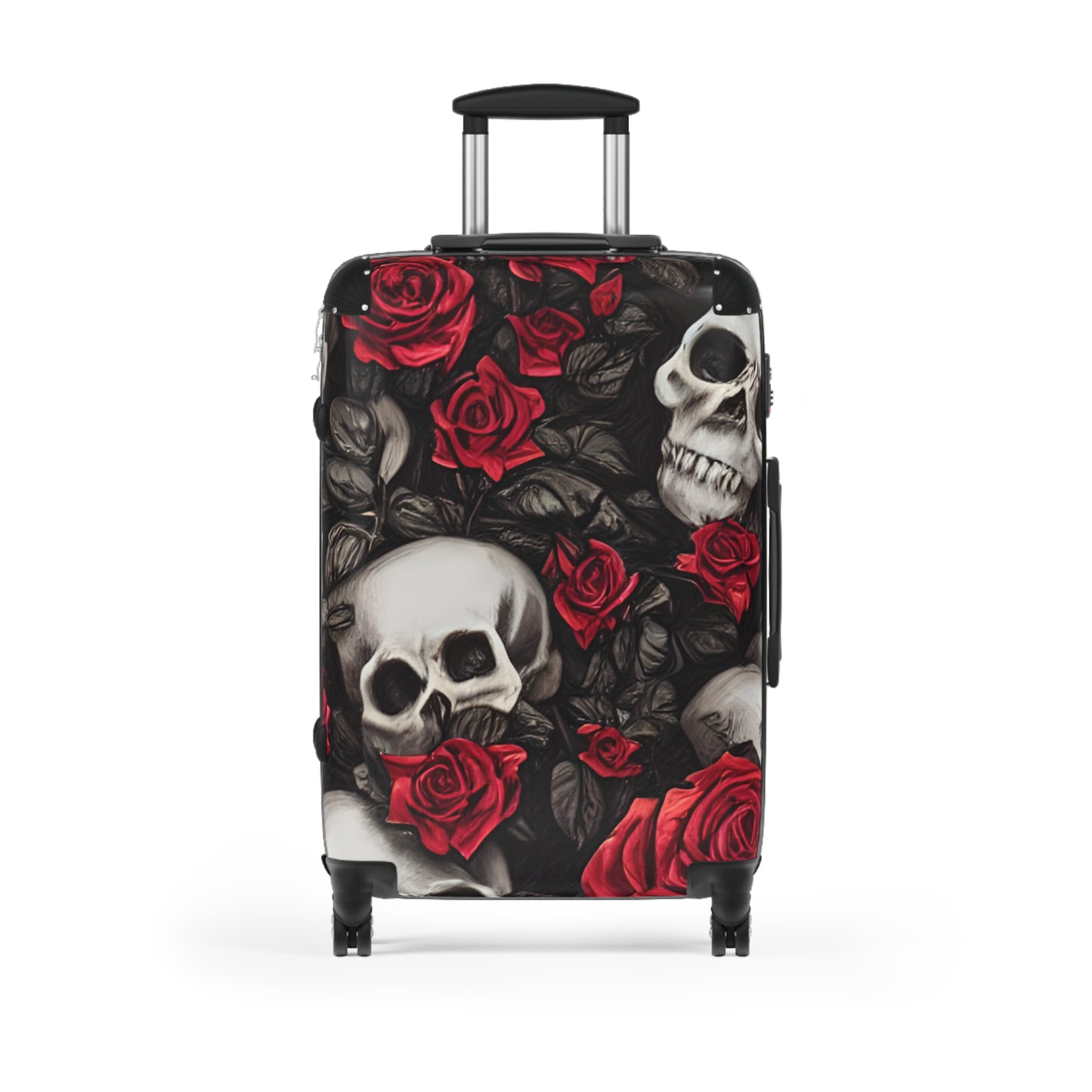 Hyper Realistic Skulls and Red Roses by artist Anne-Laure Goupil Suitcase