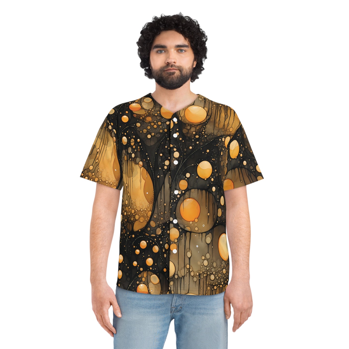 Flying Yellow Orbs Eerie Darky Men's Baseball Jersey (AOP)