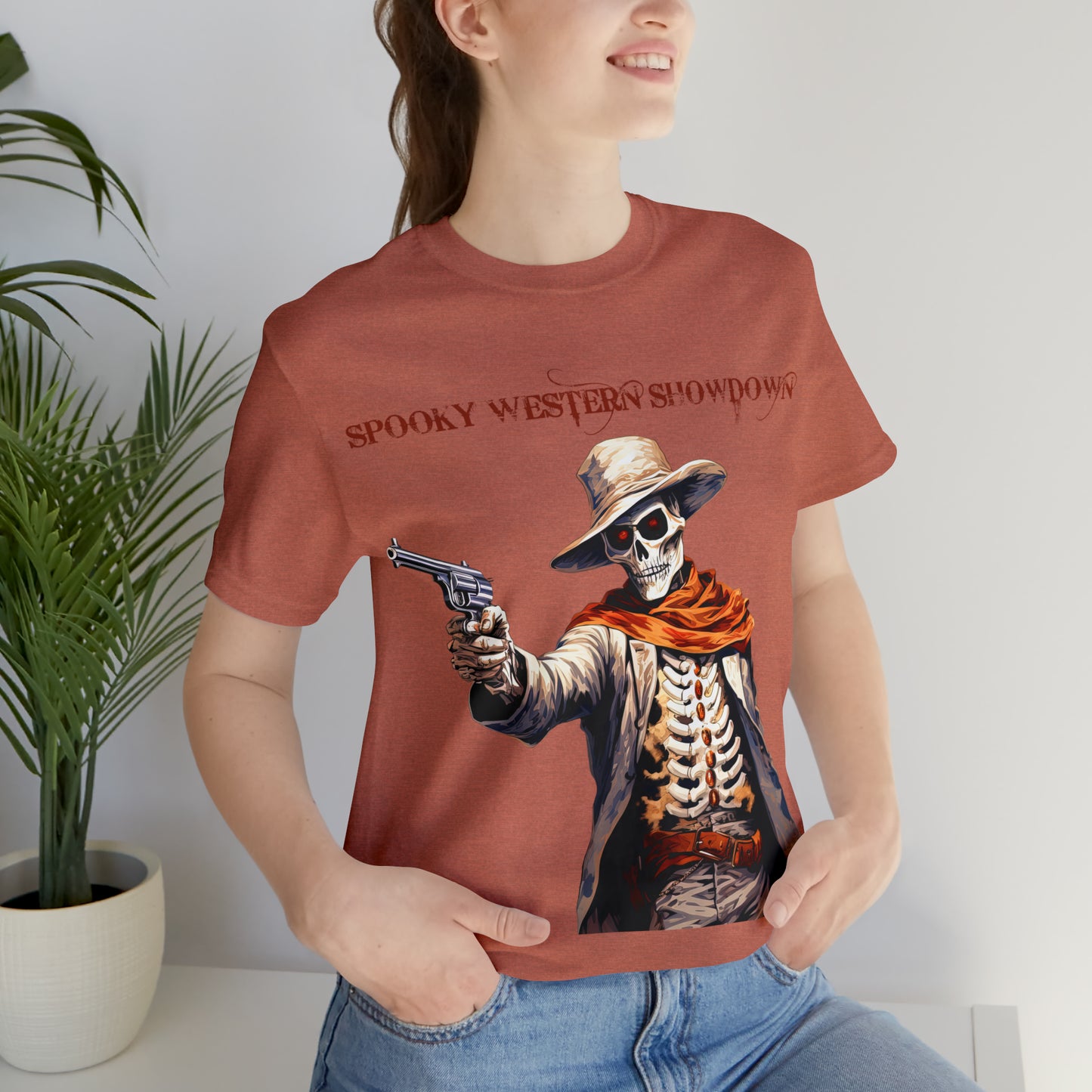 Spooky Western Showdown Western Halloween Unisex Jersey Short Sleeve Tee Gifts For Her Gifts For Him