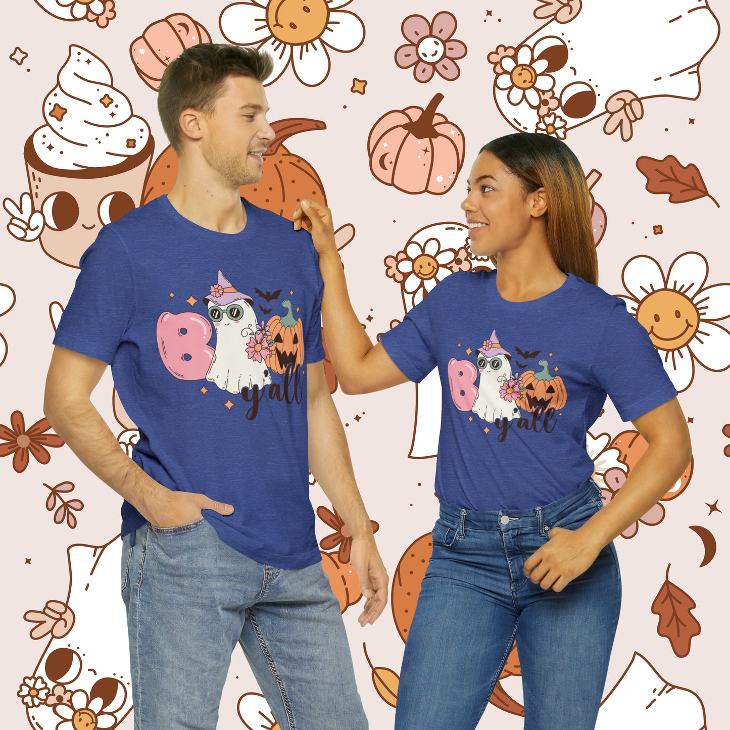 Retro Groovy Boo Y'all Unisex Jersey Short Sleeve Tee Halloween Gifts for Her Gifts for Him