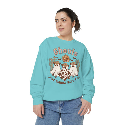 Ghouls Just Wanna Have Fun Western Halloween Unisex Garment-Dyed Sweatshirt