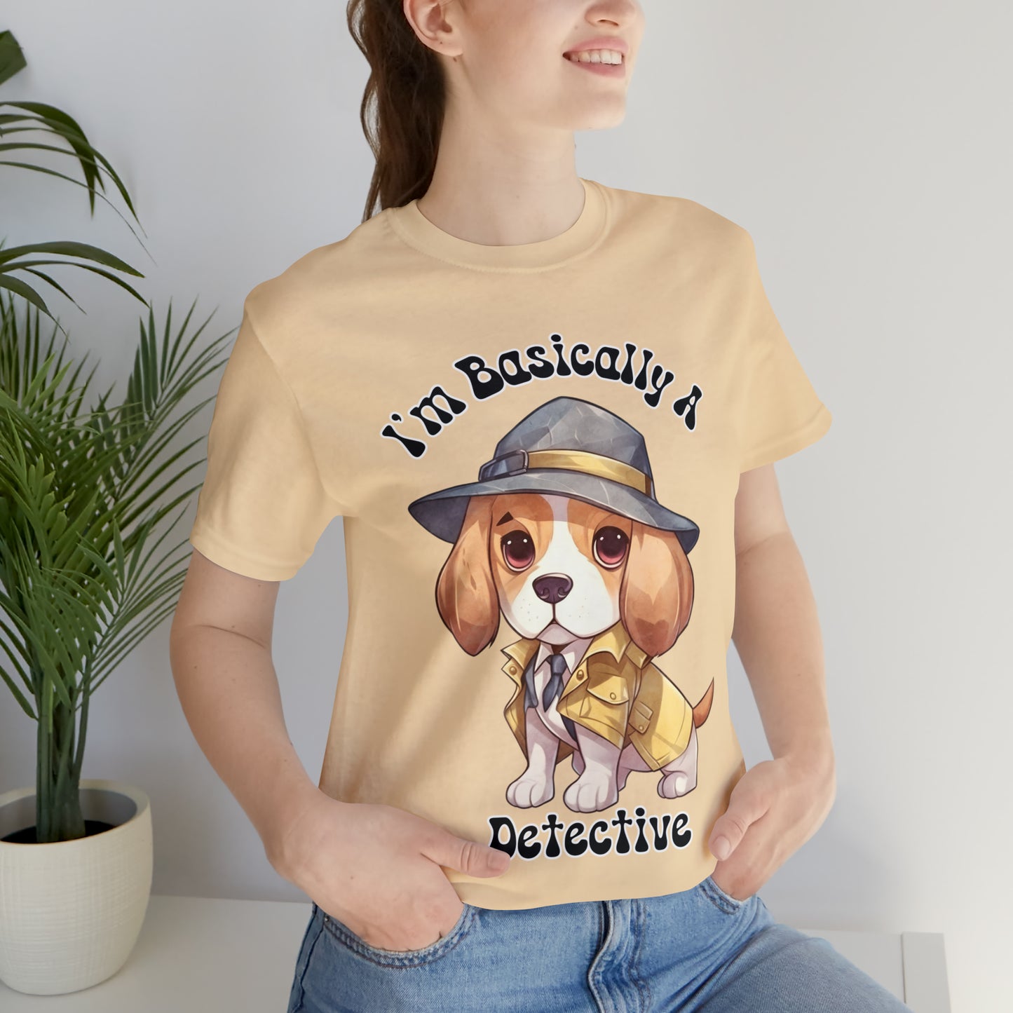 Detective Beagle Puppy True Crime I'm Basically a Detective Unisex Jersey Short Sleeve Tee Gift for Dog Lovers Gifts for him Gifts for her