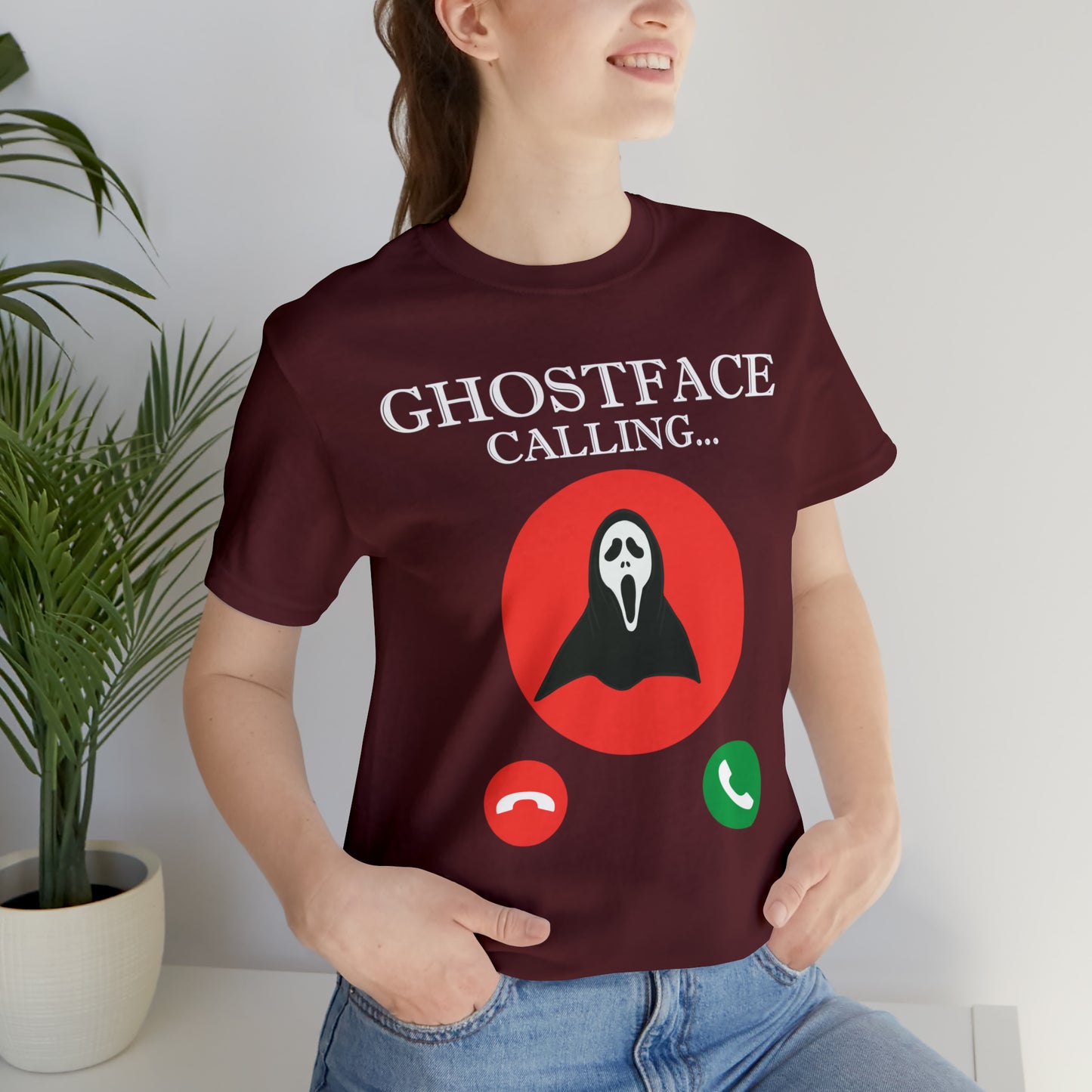 Ghost Face is Calling Halloween Unisex Jersey Short Sleeve Tee Gifts For her Gifts for Him