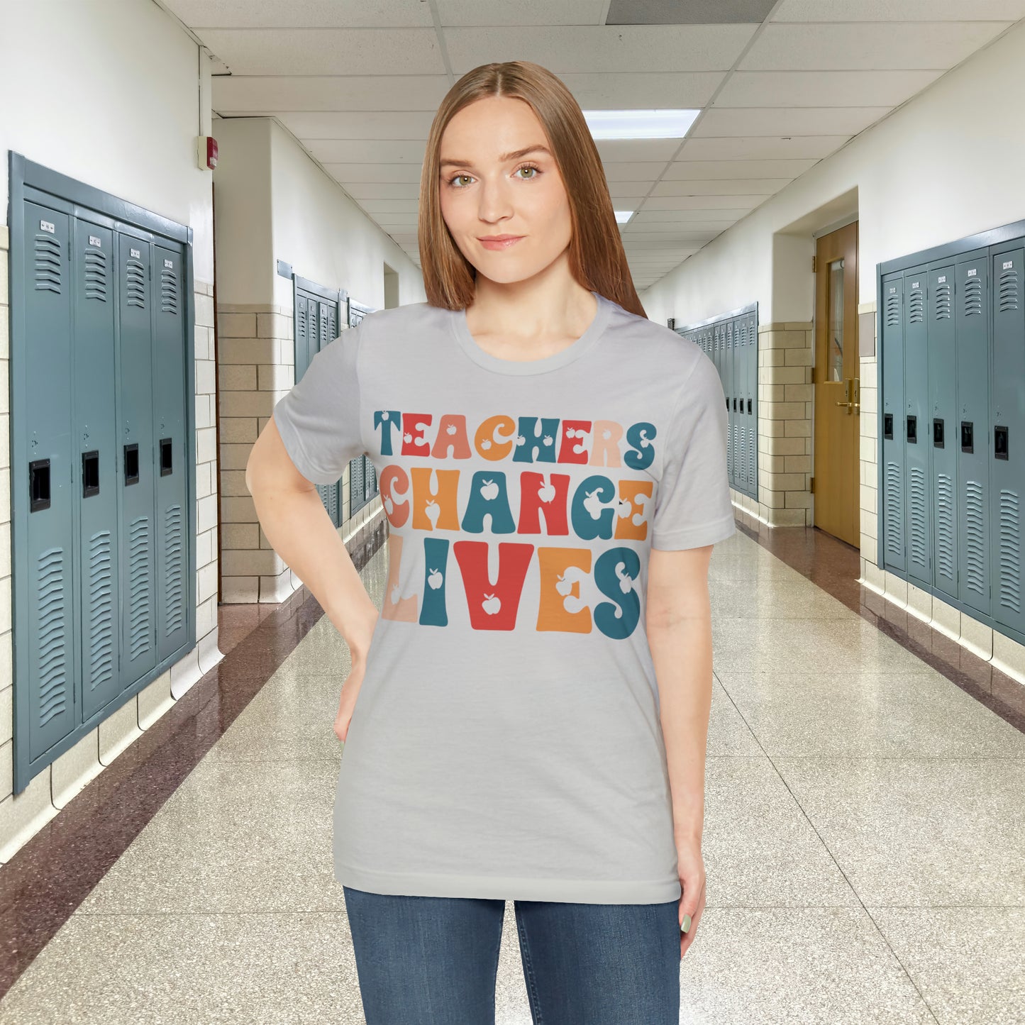 Colorful Teachers Change Lives Back to School Unisex Jersey Short Sleeve Tee Gifts for him, Gifts for Her