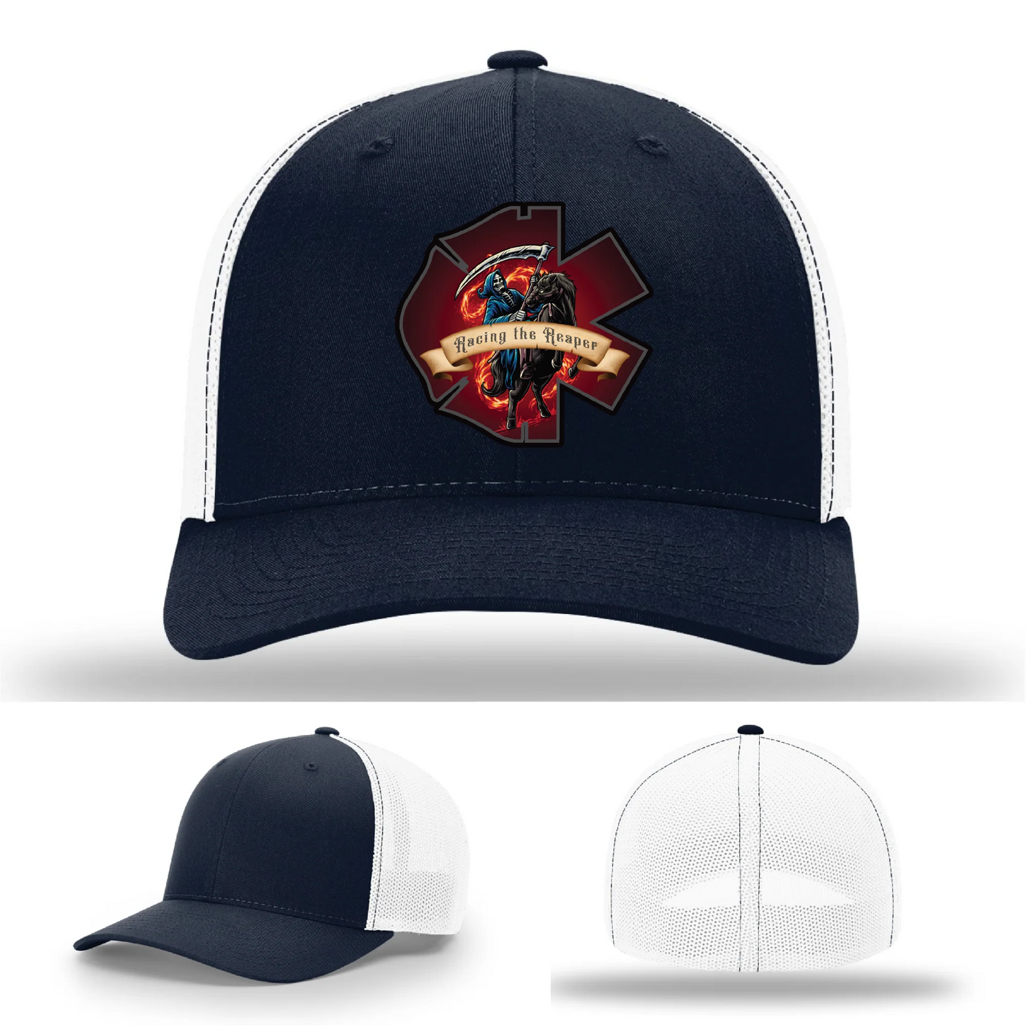 Fire & EMS Reaper Hat | Full-Color Leather Patch Design