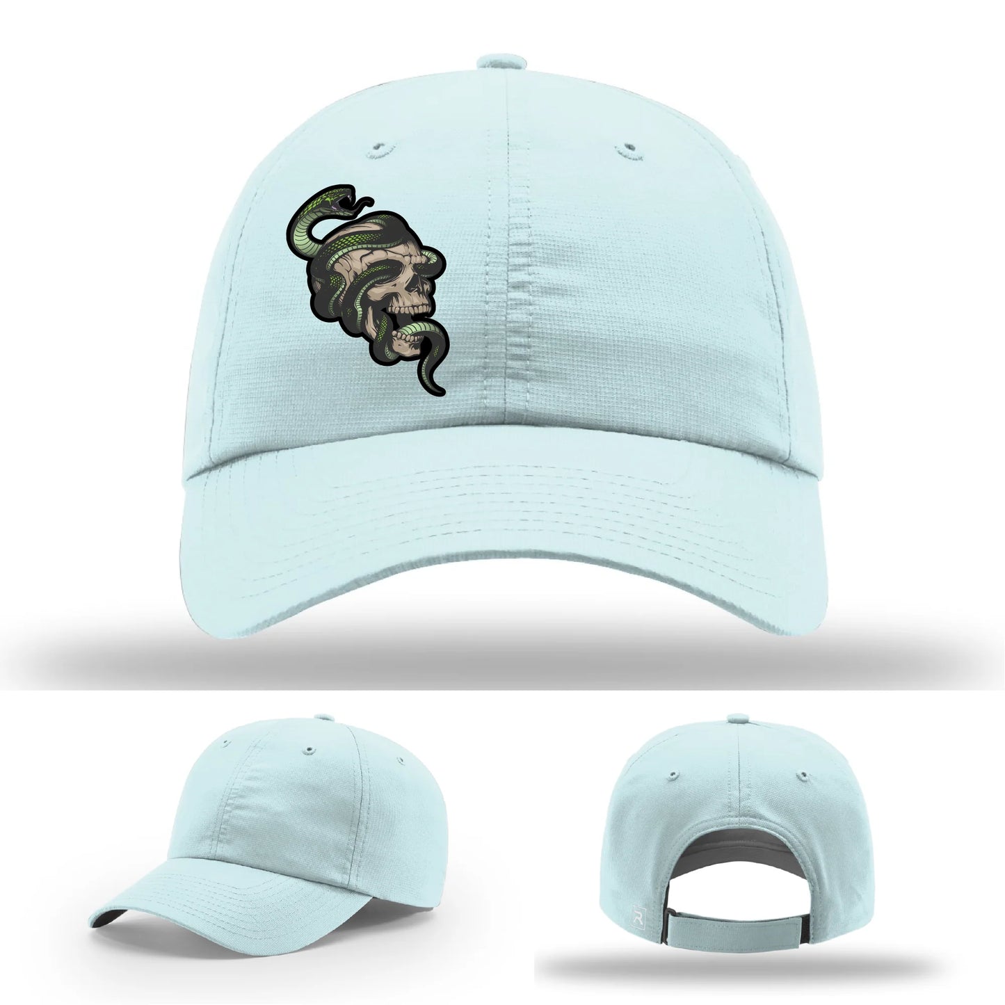 Serpent Skull Hat | Full-Color Leather Patch Snake & Skull Design
